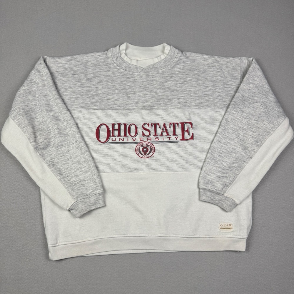 Vintage‎ Gear For Sports Ohio State University Sweatshirt XL Grey White Buckeyes
